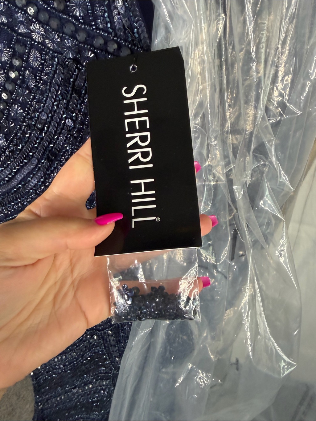 Sherri Hill 51426 Size 4 Nwt Navy Beaded Mermaid Evening Gown Formal Prom Dress — image 7 of 8